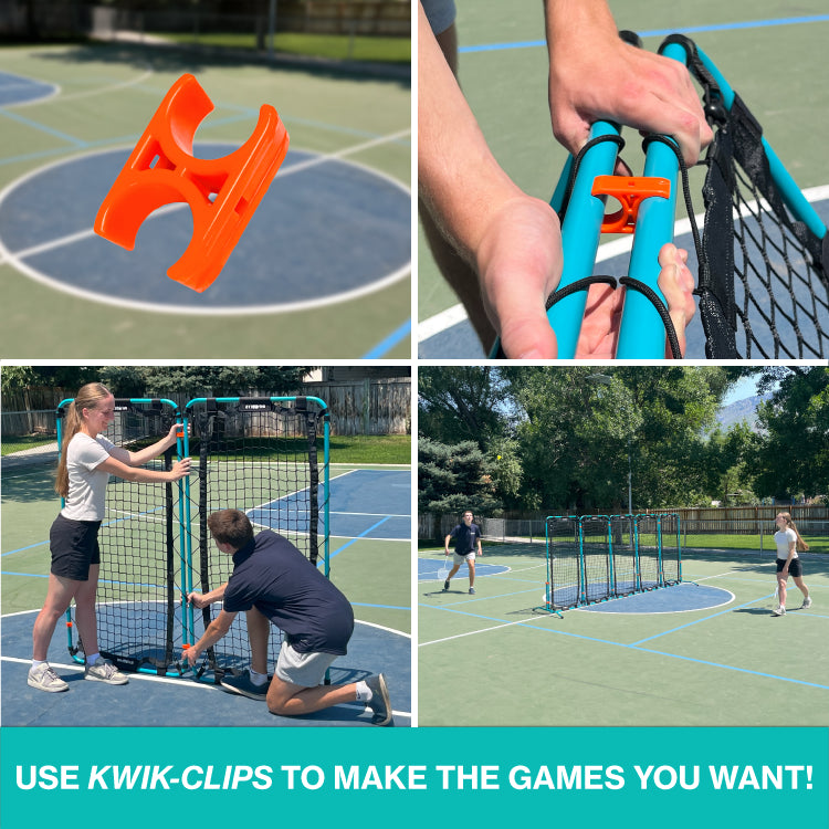 Kwik Clips allow Infinet Nets to connect and form game equipment